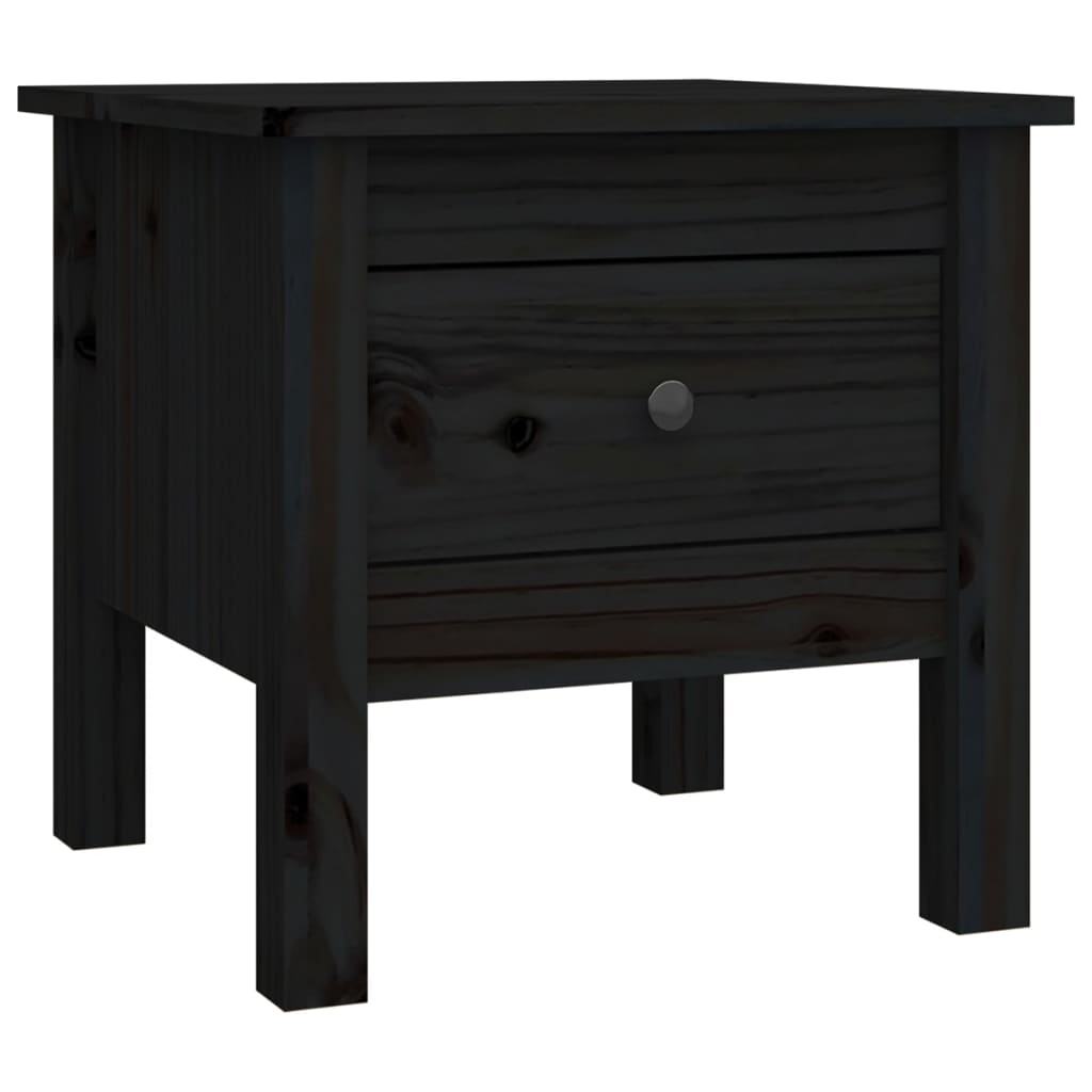 vidaXL Mesa auxiliar de madera maciza de pino negro 40x40x39 cm