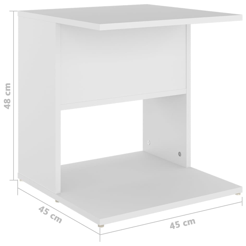 vidaXL Mesa auxiliar de madera contrachapada blanco 45x45x48 cm
