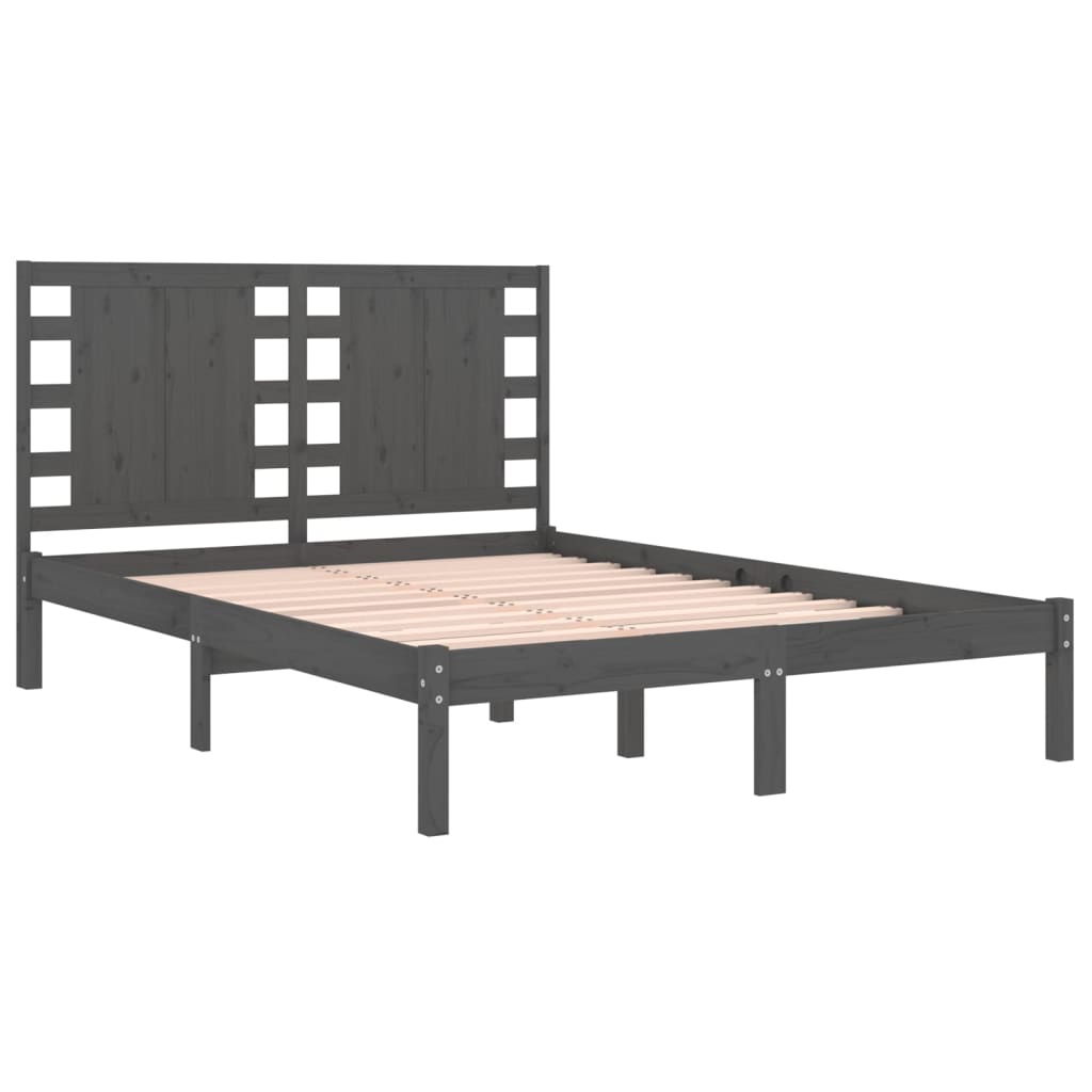 vidaXL Estructura de cama madera maciza de pino gris 140x190 cm