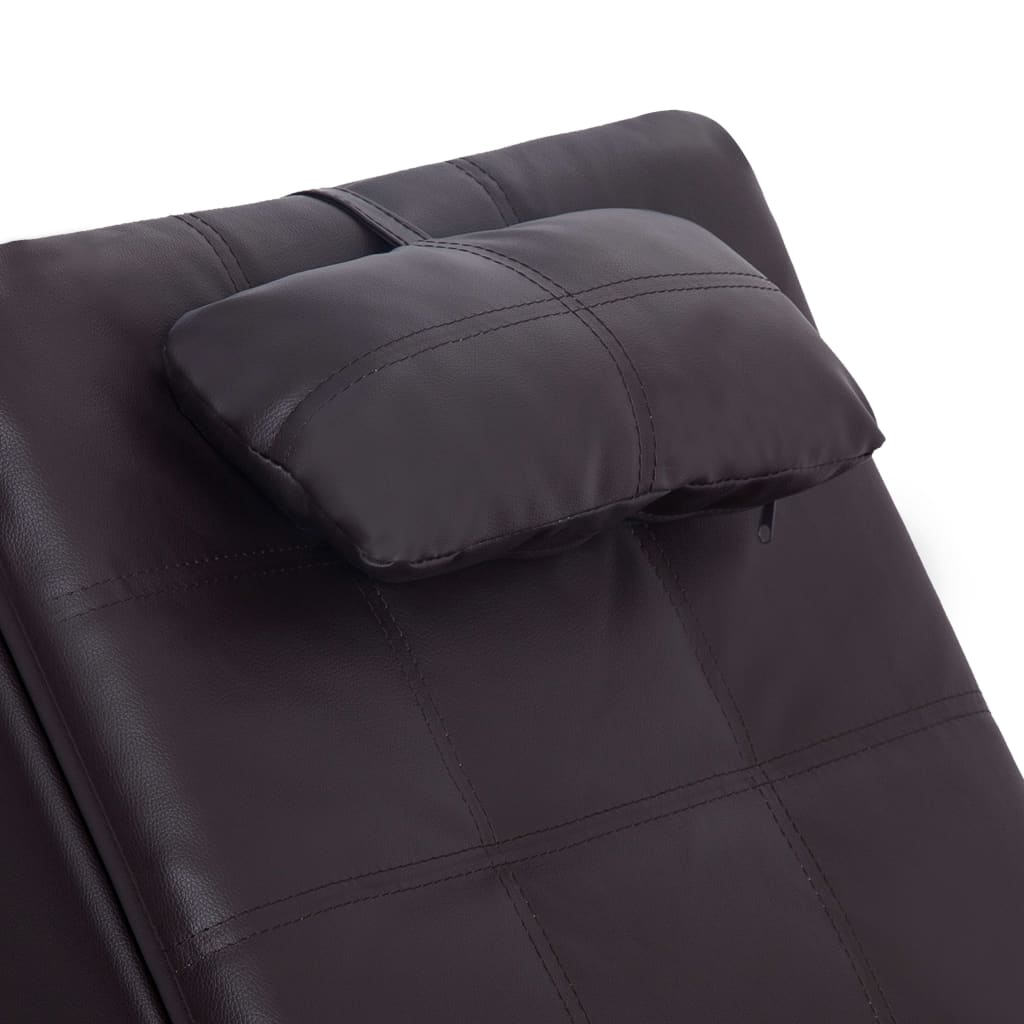 vidaXL Diván de masaje con almohada de cuero sintético marrón