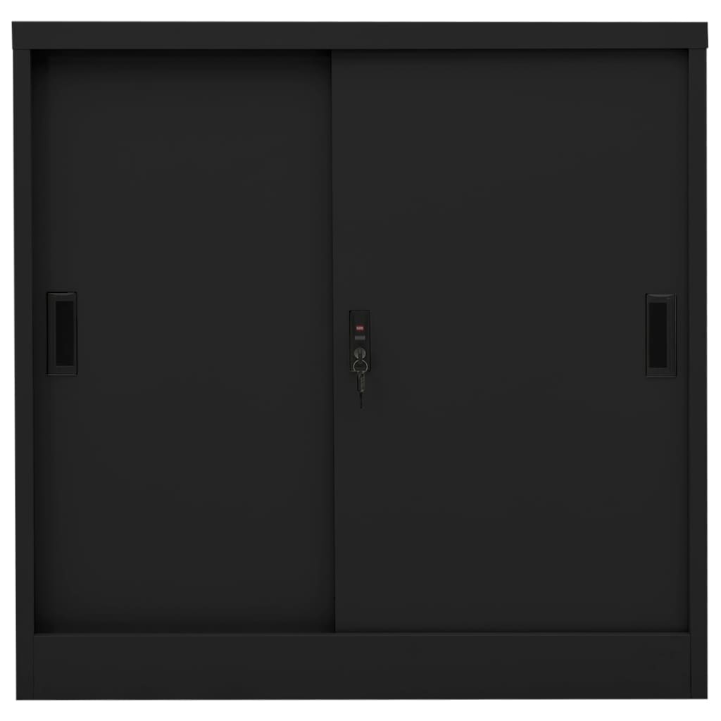vidaXL Armario de oficina con puerta corredera acero negro 90x40x90cm