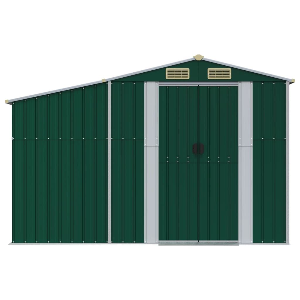vidaXL Cobertizo de jardín acero galvanizado verde 277x192,5x179 cm
