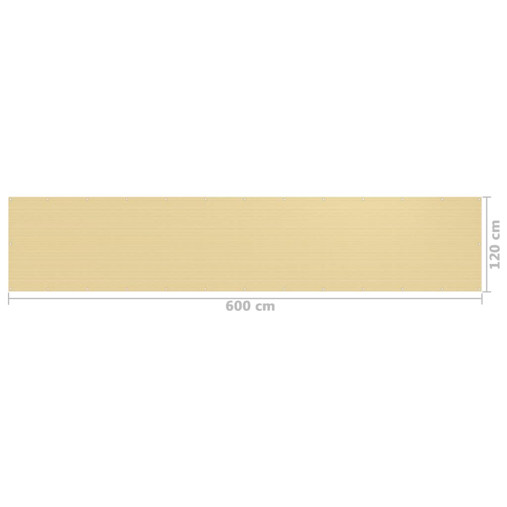 vidaXL Toldo para balcón HDPE beige 120x600 cm