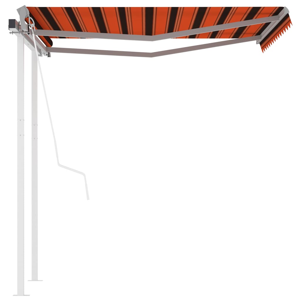 vidaXL Toldo retráctil automático con postes naranja y marrón 3,5x2,5m