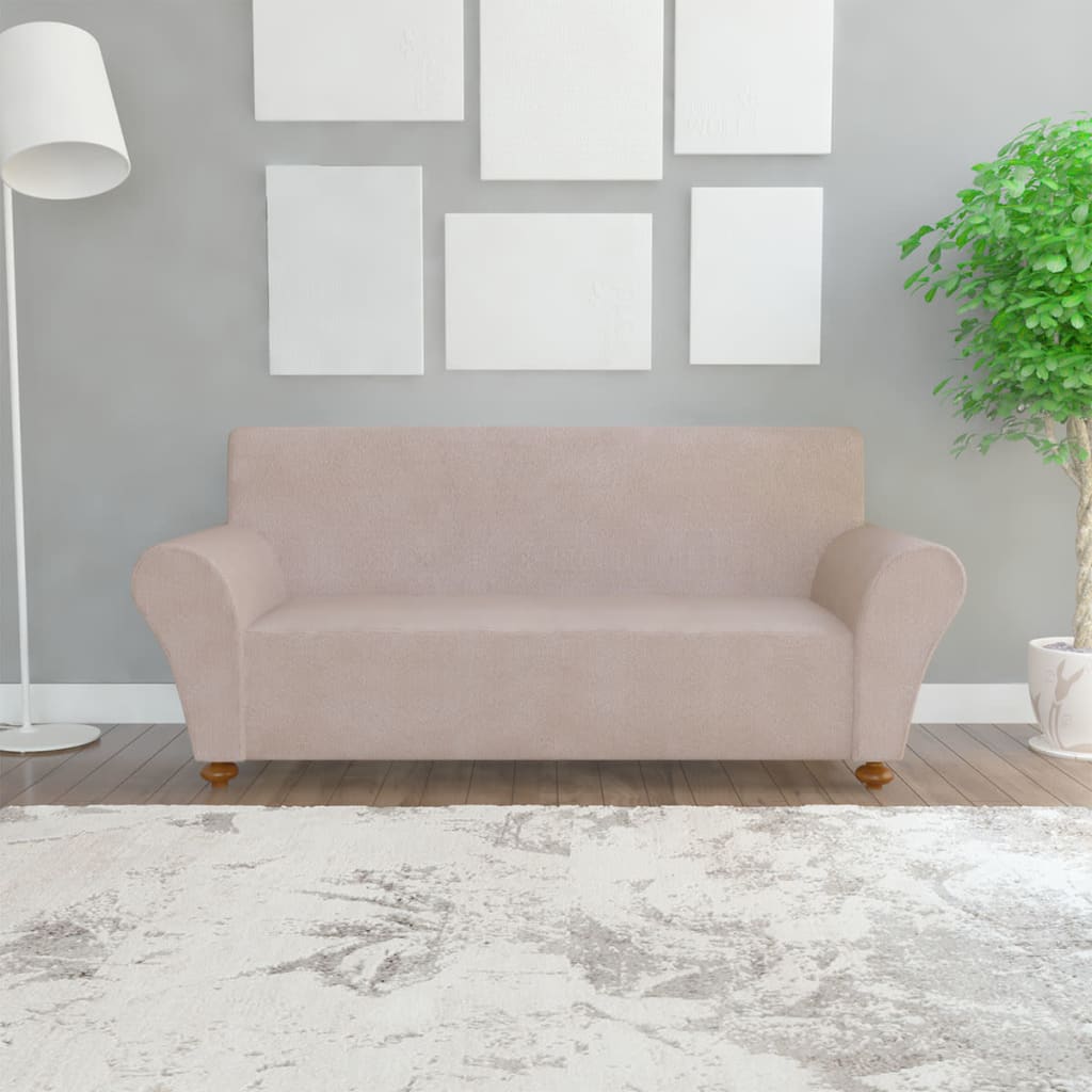 131090 vidaXL Stretch Couch Slipcover Beige Polyester Jersey
