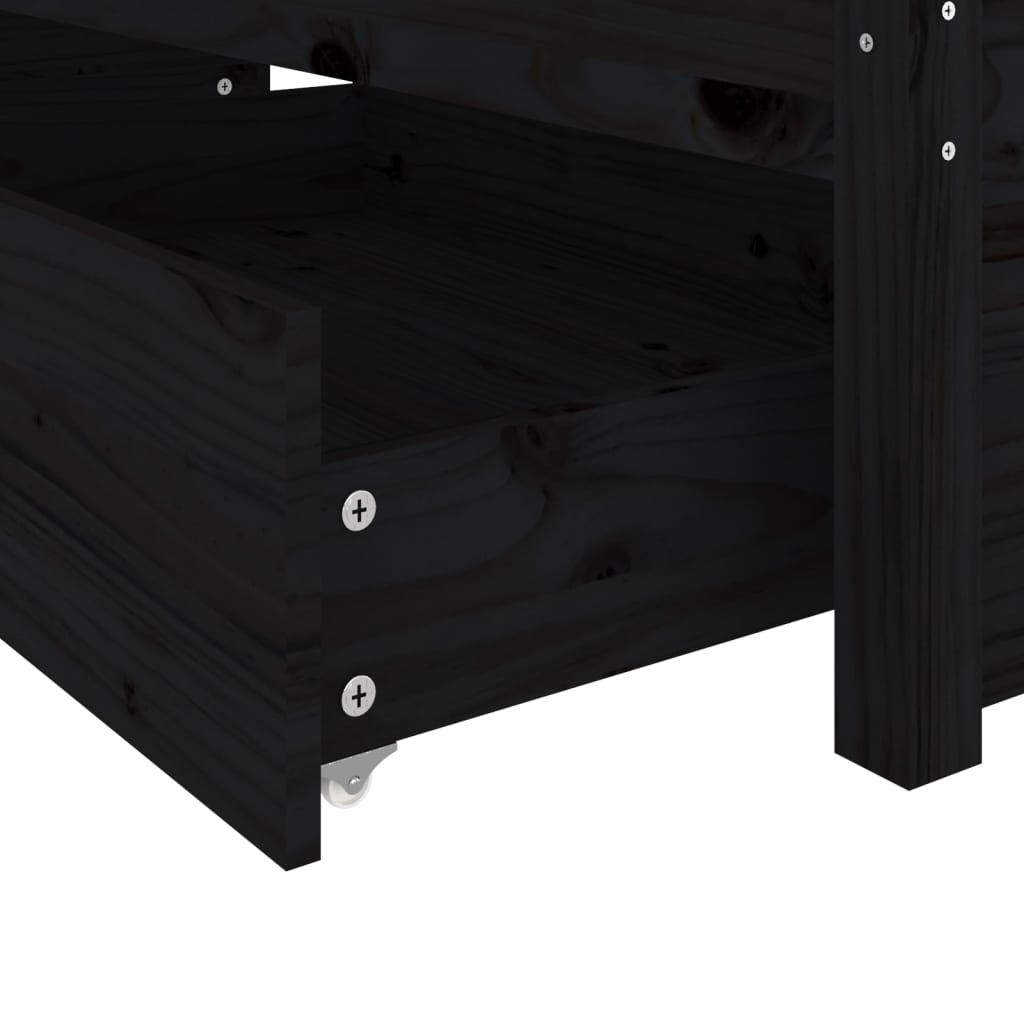 vidaXL Estructura de cama con cajones negro 140x190 cm