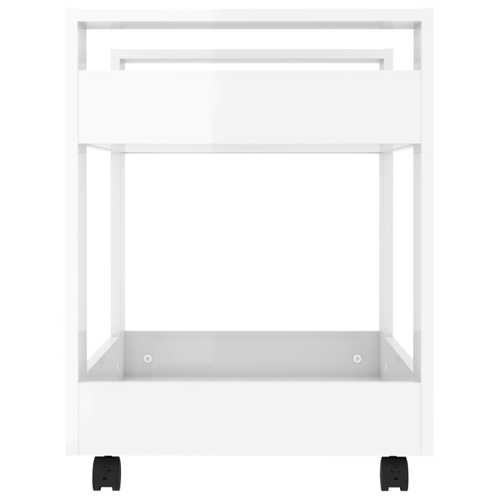 vidaXL Carrito de escritorio contrachapada blanco brillo 60x45x60 cm
