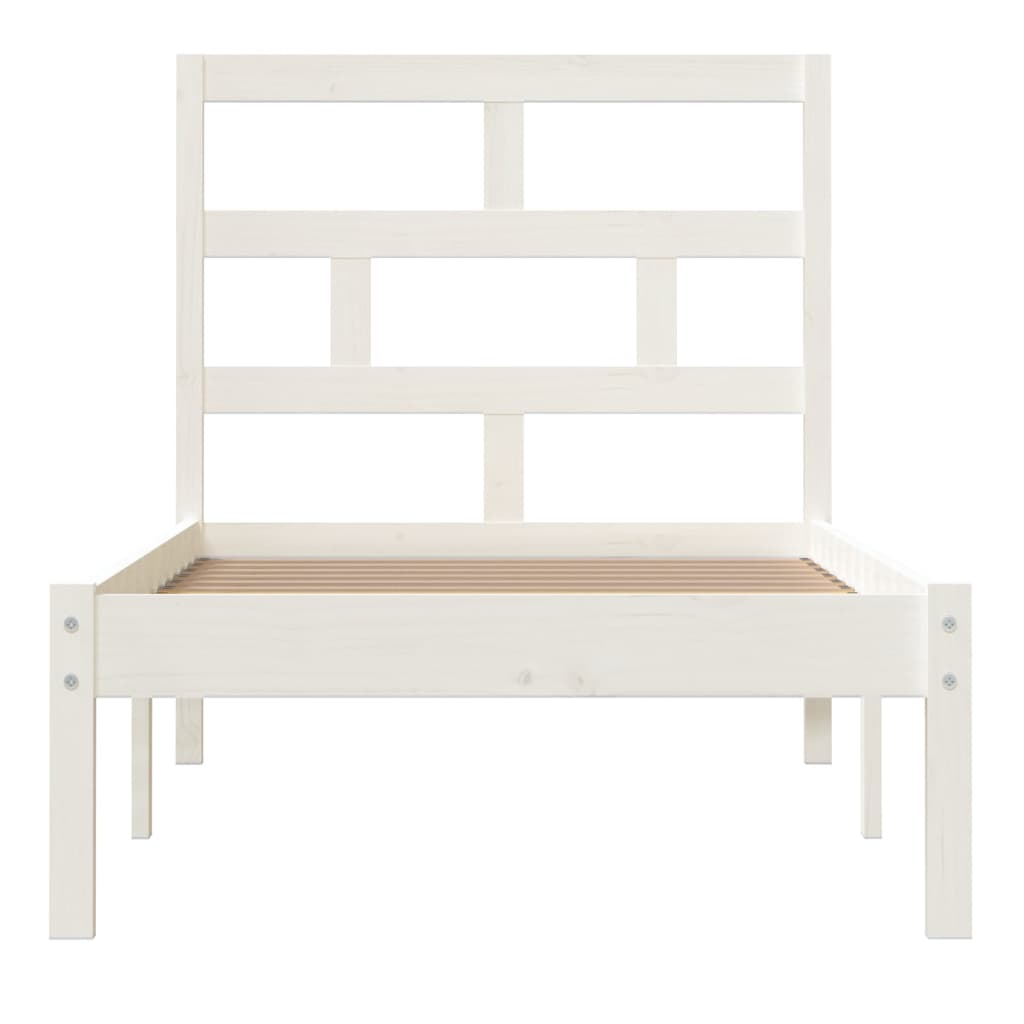 vidaXL Estructura de cama individual madera maciza blanco 75x190 cm
