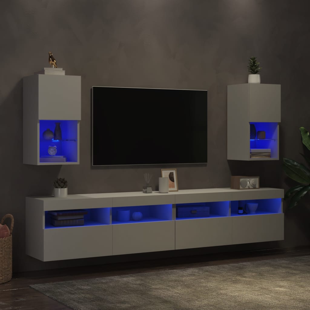 vidaXL Muebles para TV con luces LED 2 uds blanco 30,5x30x60 cm