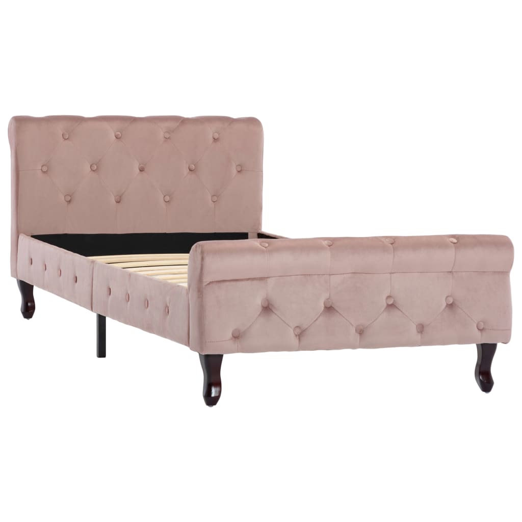 vidaXL Estructura de cama de terciopelo rosa 90x200 cm