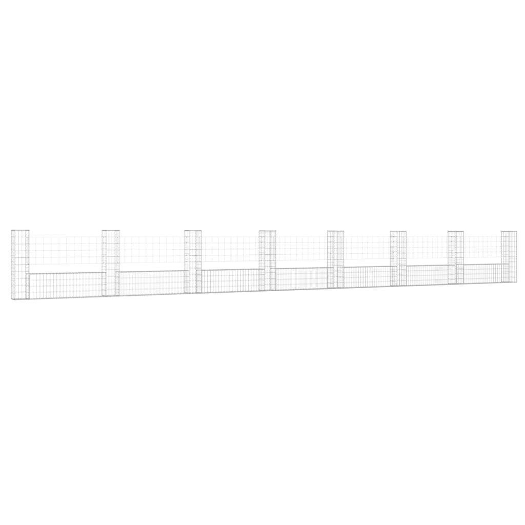 vidaXL Cesta de gaviones forma de U 8 postes de hierro 860x20x100 cm