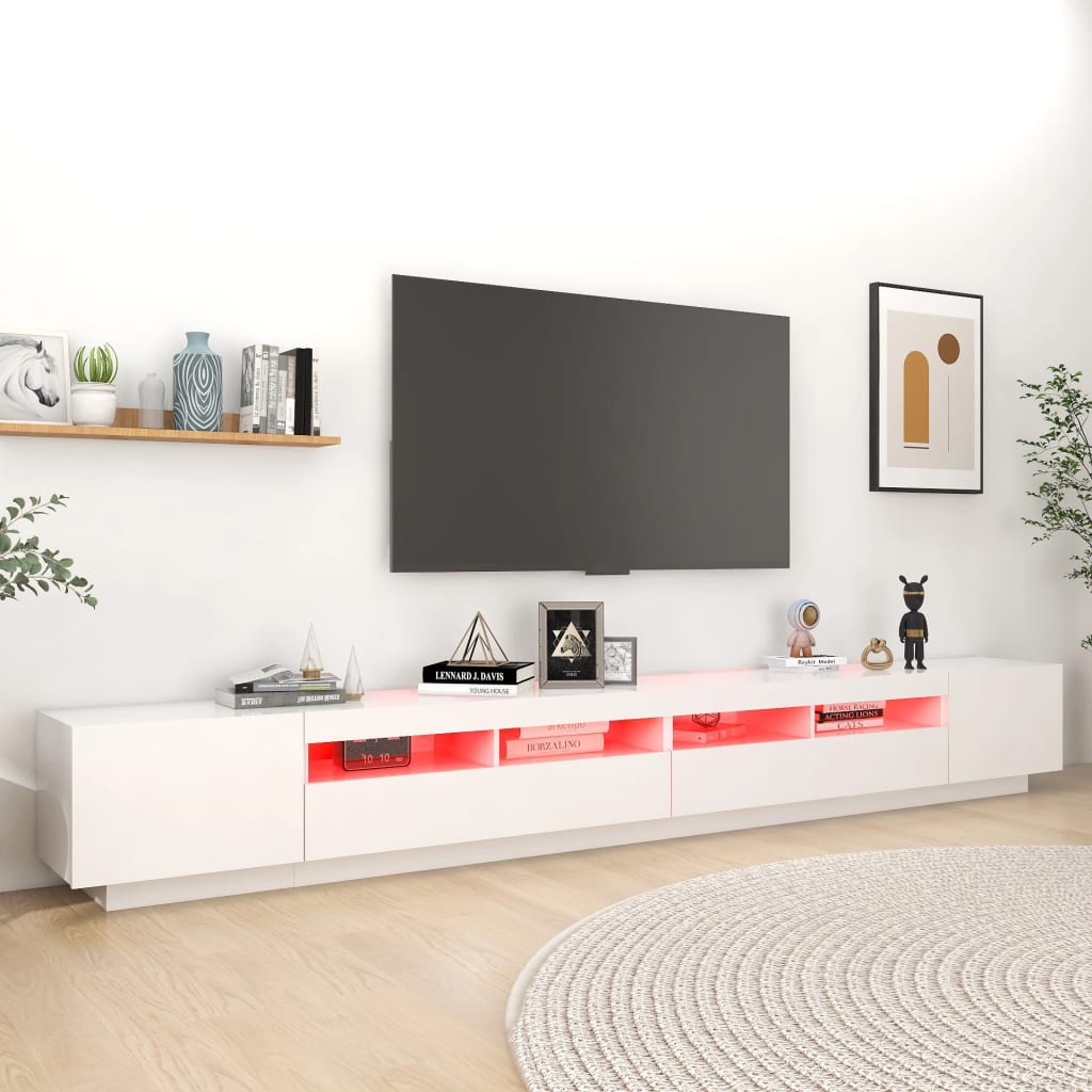 vidaXL Mueble para TV con luces LED blanco 300x35x40 cm