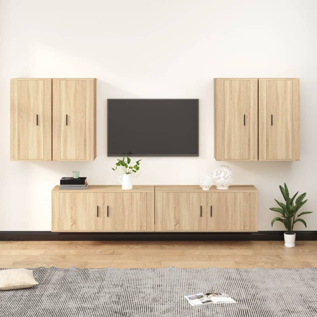 vidaXL Set de muebles para TV 6 pzas madera contrachapada roble sonoma