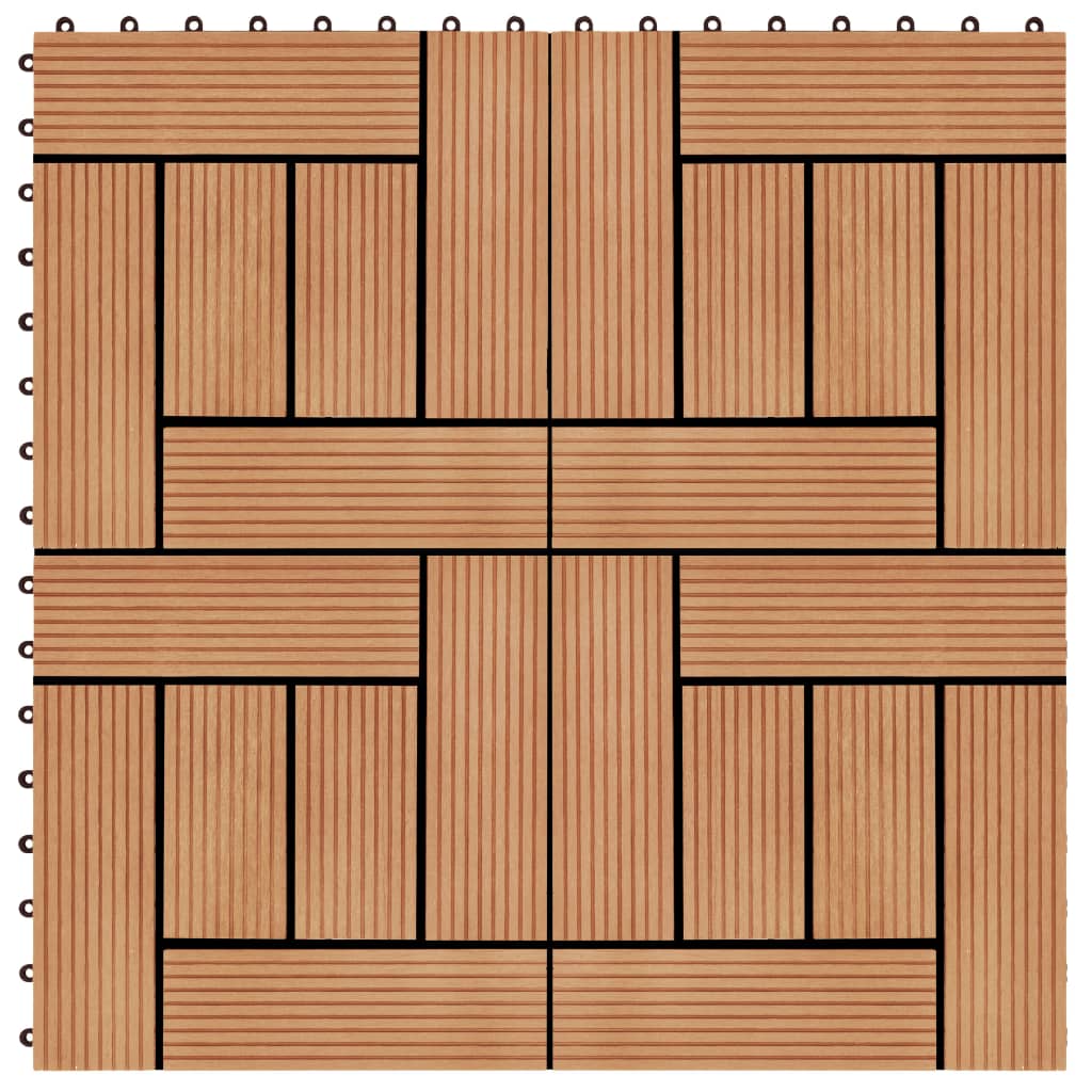 vidaXL Baldosas de porche de WPC 30x30 cm 1 m² color teca 11 unidades