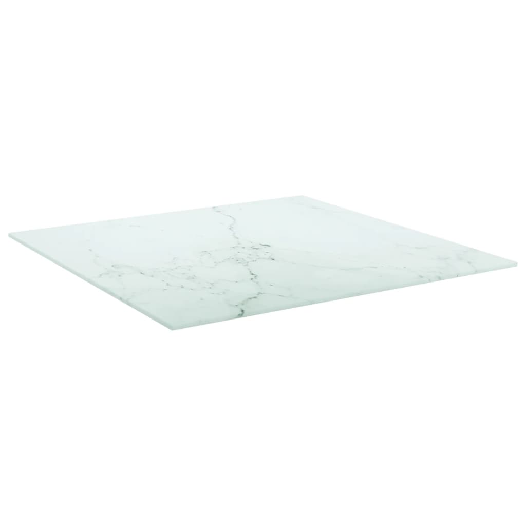 vidaXL Tablero mesa diseño mármol vidrio templado blanco 60x60 cm 6 mm