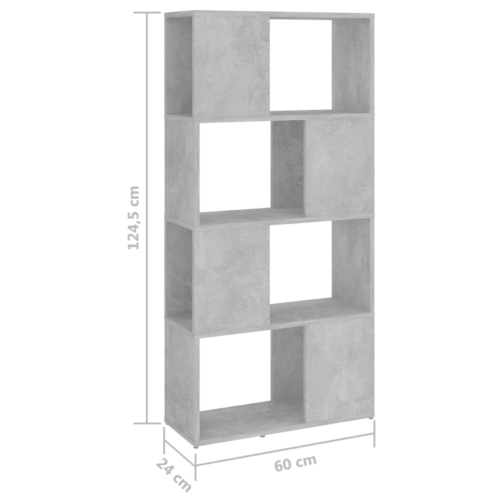 vidaXL Estantería divisor de espacios gris hormigón 60x24x124,5 cm