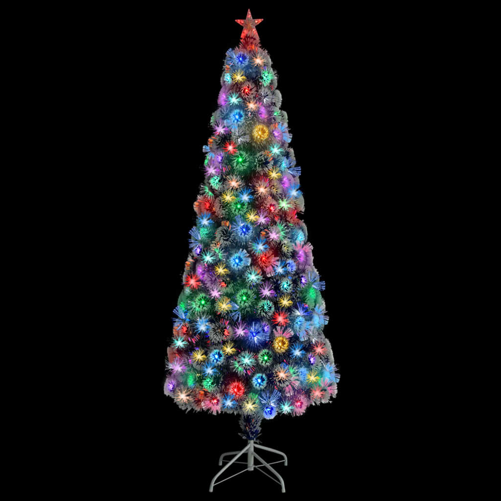 vidaXL Árbol de Navidad artificial LED fibra óptica blanco azul 240 cm