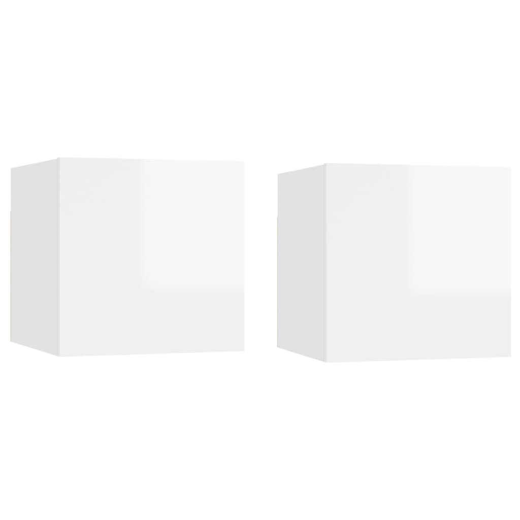 vidaXL Muebles de salón de pared 2 uds blanco brillo 30,5x30x30 cm