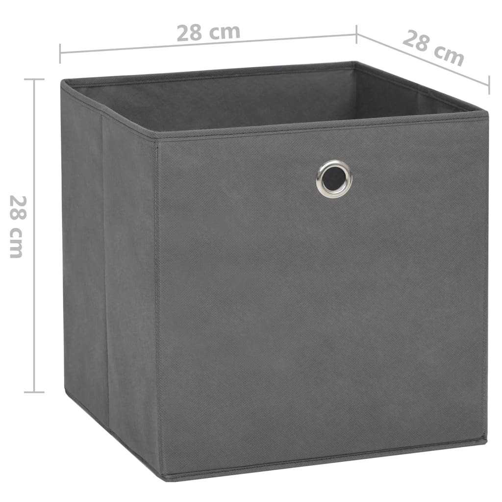 vidaXL Cajas de almacenaje 10 uds tela no tejida gris 28x28x28 cm
