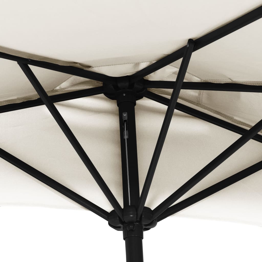 vidaXL Sombrilla de balcón semicircular palo aluminio arena 300x155cm
