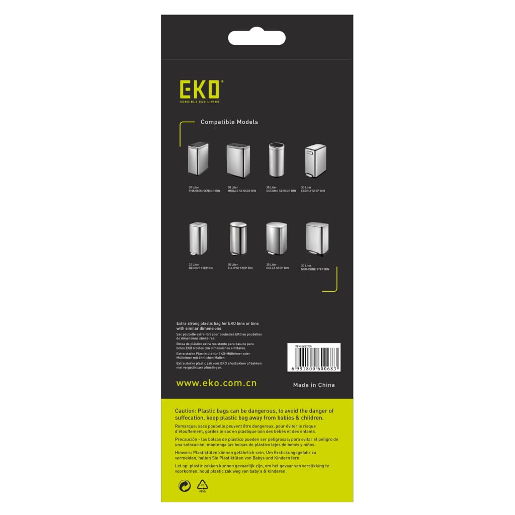 EKO Set de bolsas de basura "E" 25-35 L 24x12 piezas blanco