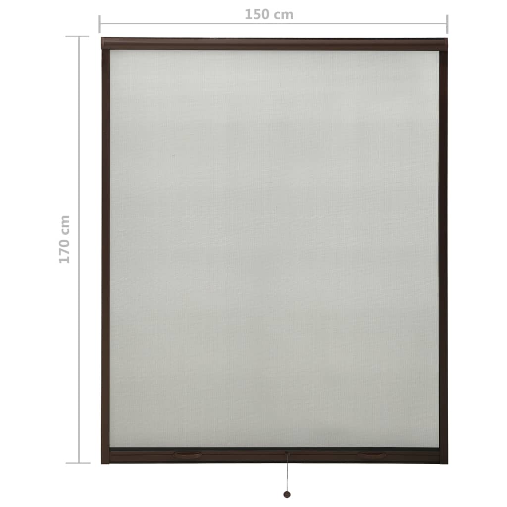 vidaXL Mosquitera enrollable para ventanas marrón 150x170 cm