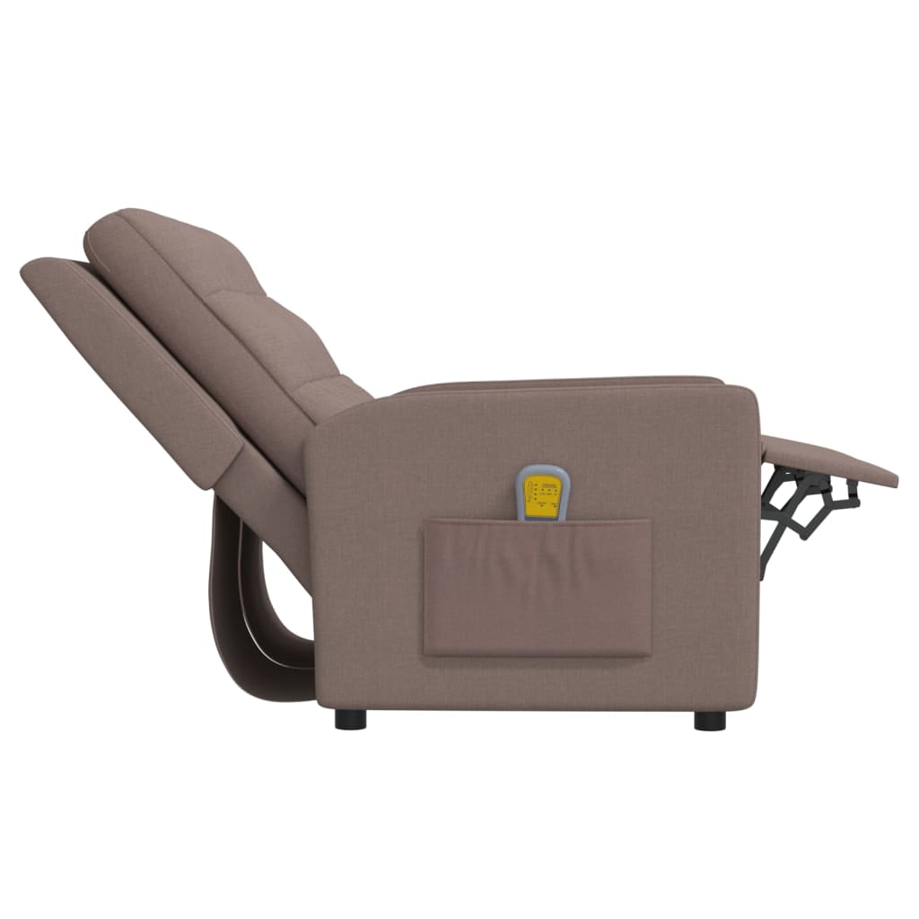 vidaXL Sillón de masaje reclinable 2 plazas de tela gris taupe