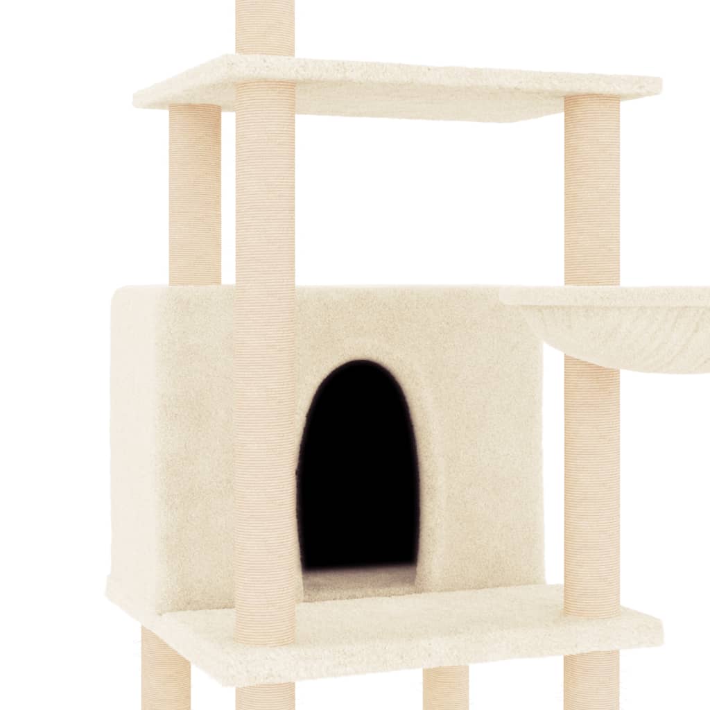 vidaXL Rascador para gatos con postes de sisal color crema 132 cm