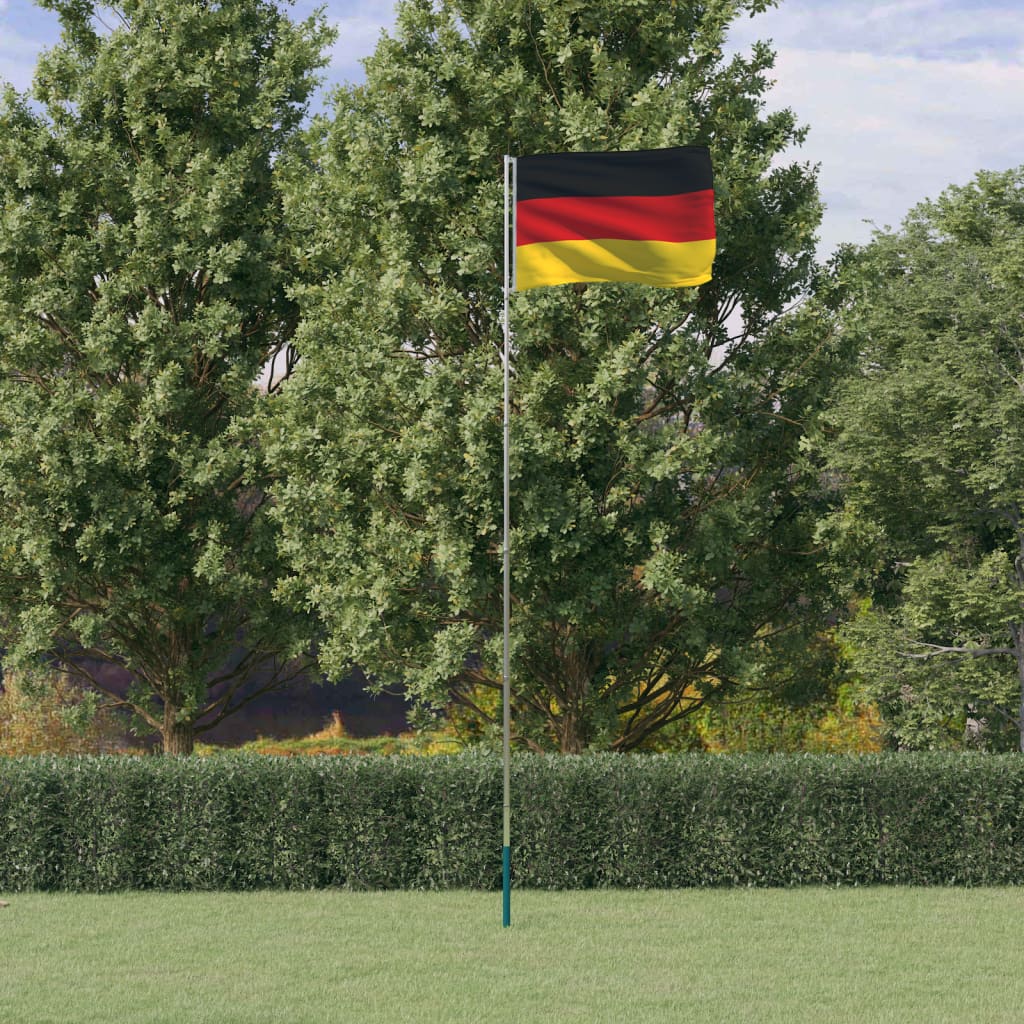 vidaXL Mástil y bandera de Alemania aluminio 5,55 m