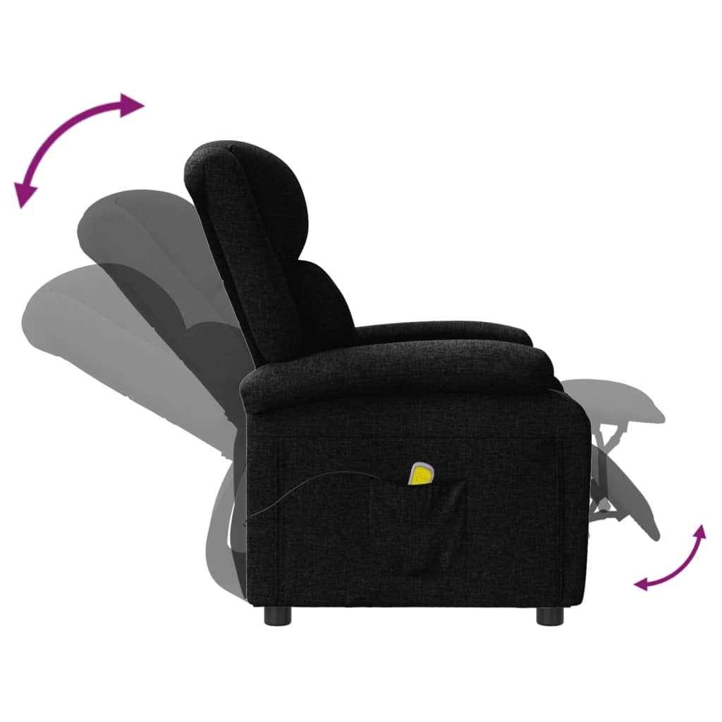 vidaXL Sillón orejero de masaje reclinable de tela negro
