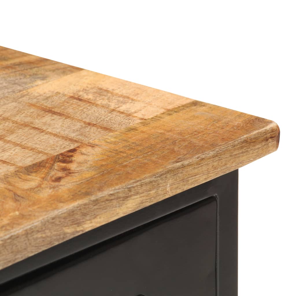 vidaXL Aparador de madera maciza de mango rugosa y acero 110x30x65 cm