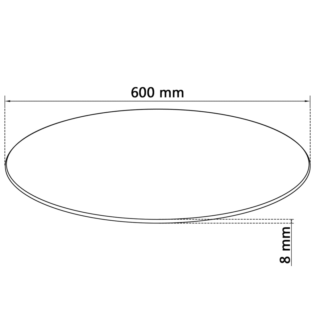 vidaXL Tablero de mesa cristal templado redondo 600 mm