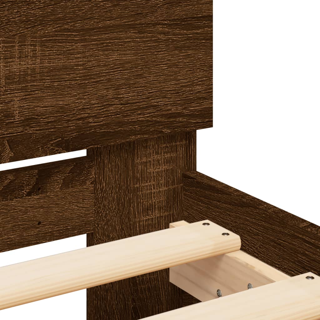 vidaXL Cama con cabecero madera de ingeniería marrón roble 75x190 cm