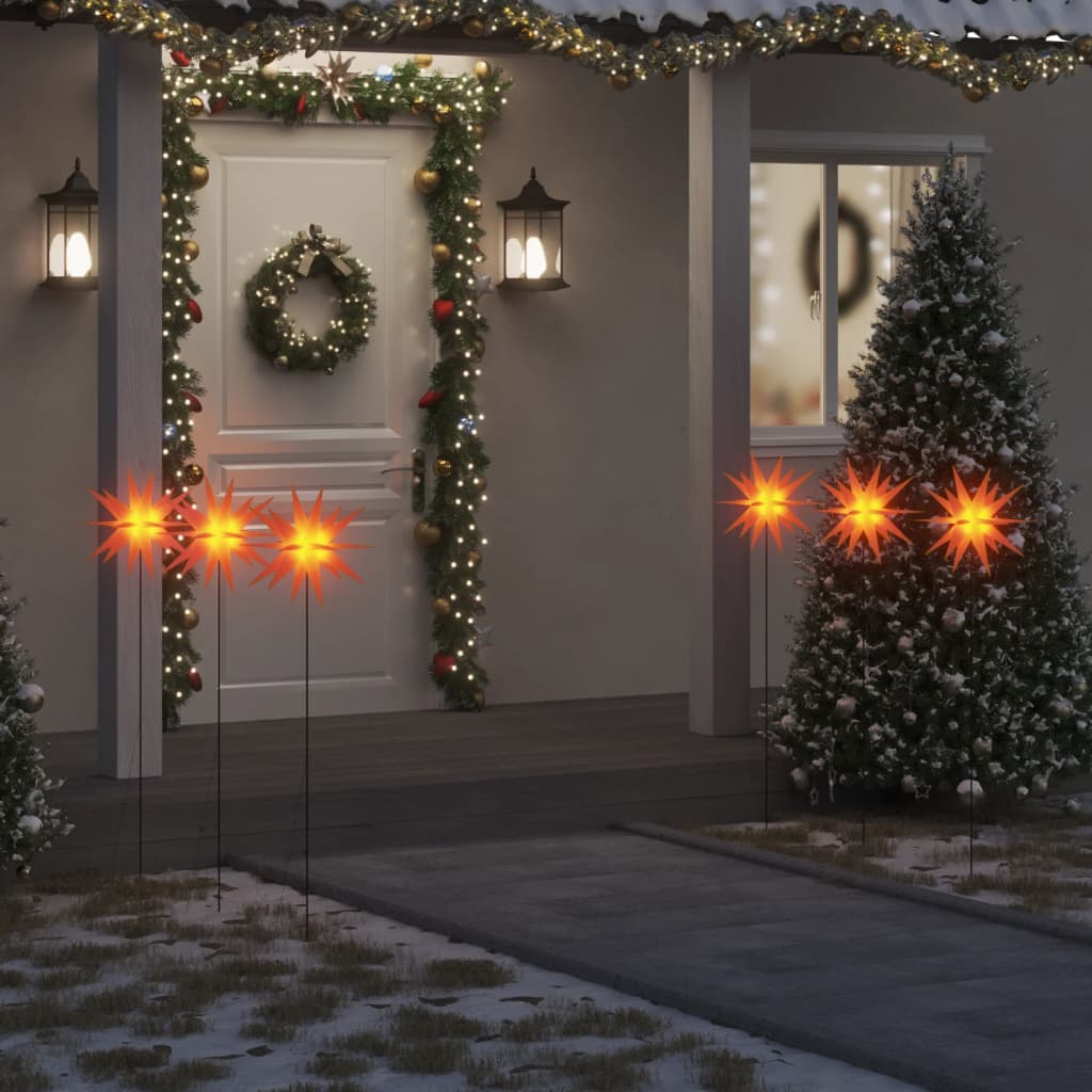 vidaXL Lámparas de Navidad LED plegables 3 unidades rojo 35 cm