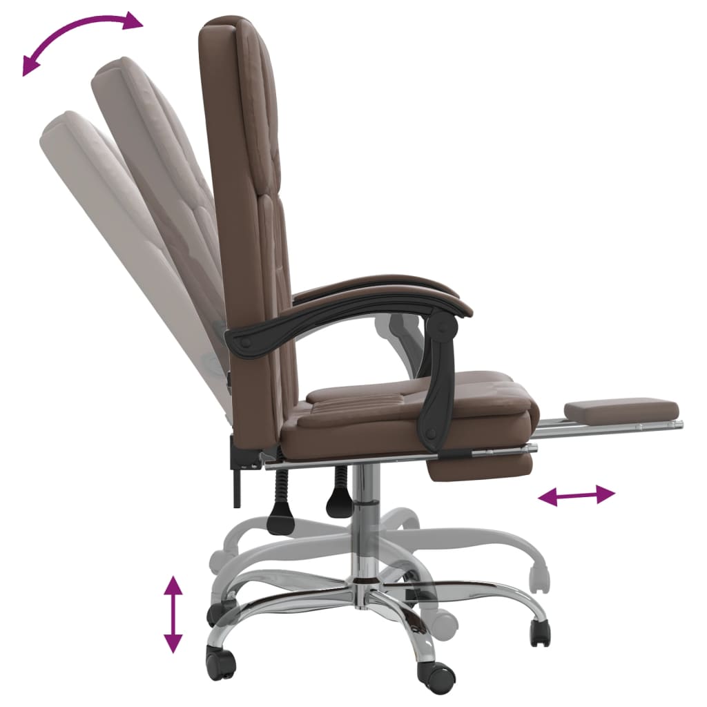 vidaXL Silla de oficina reclinable cuero sintético marrón