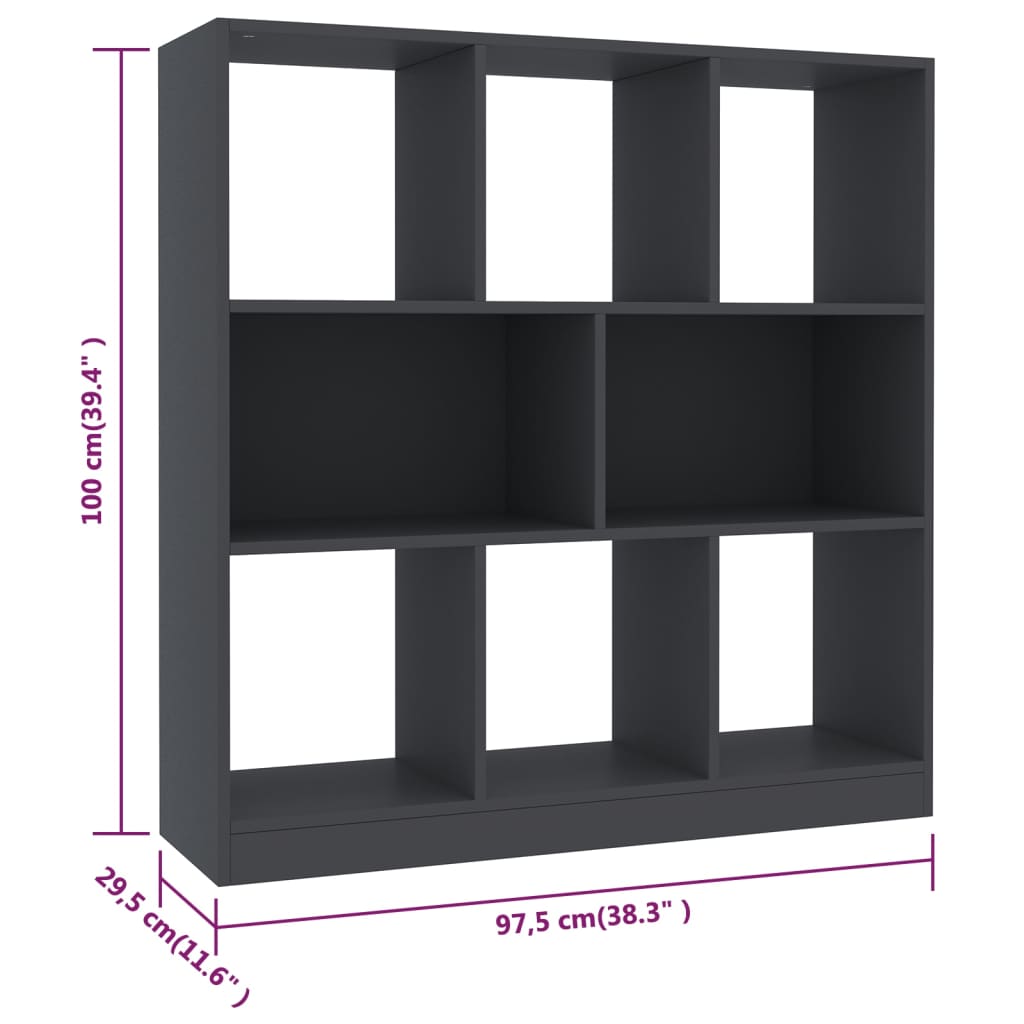 vidaXL Estantería librería madera contrachapada gris 97,5x29,5x100cm