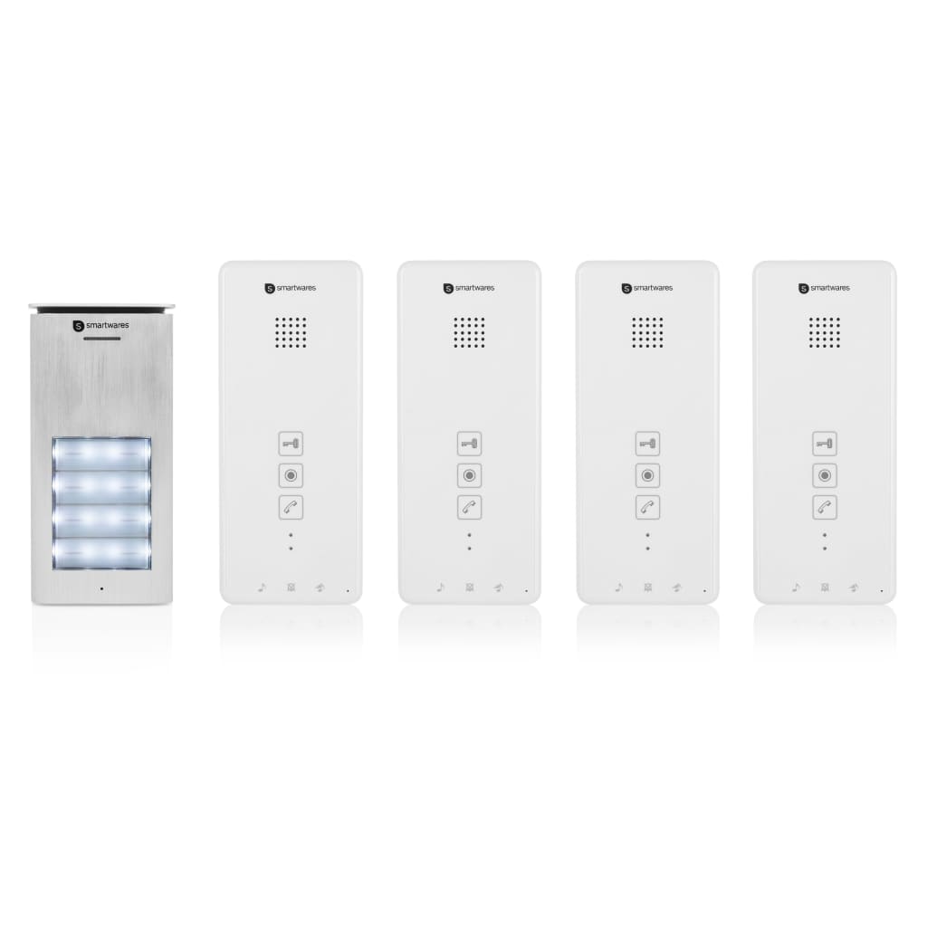 Smartwares Sistema interfono 4 apartamentos blanco 20,5x8,6x2,1 cm