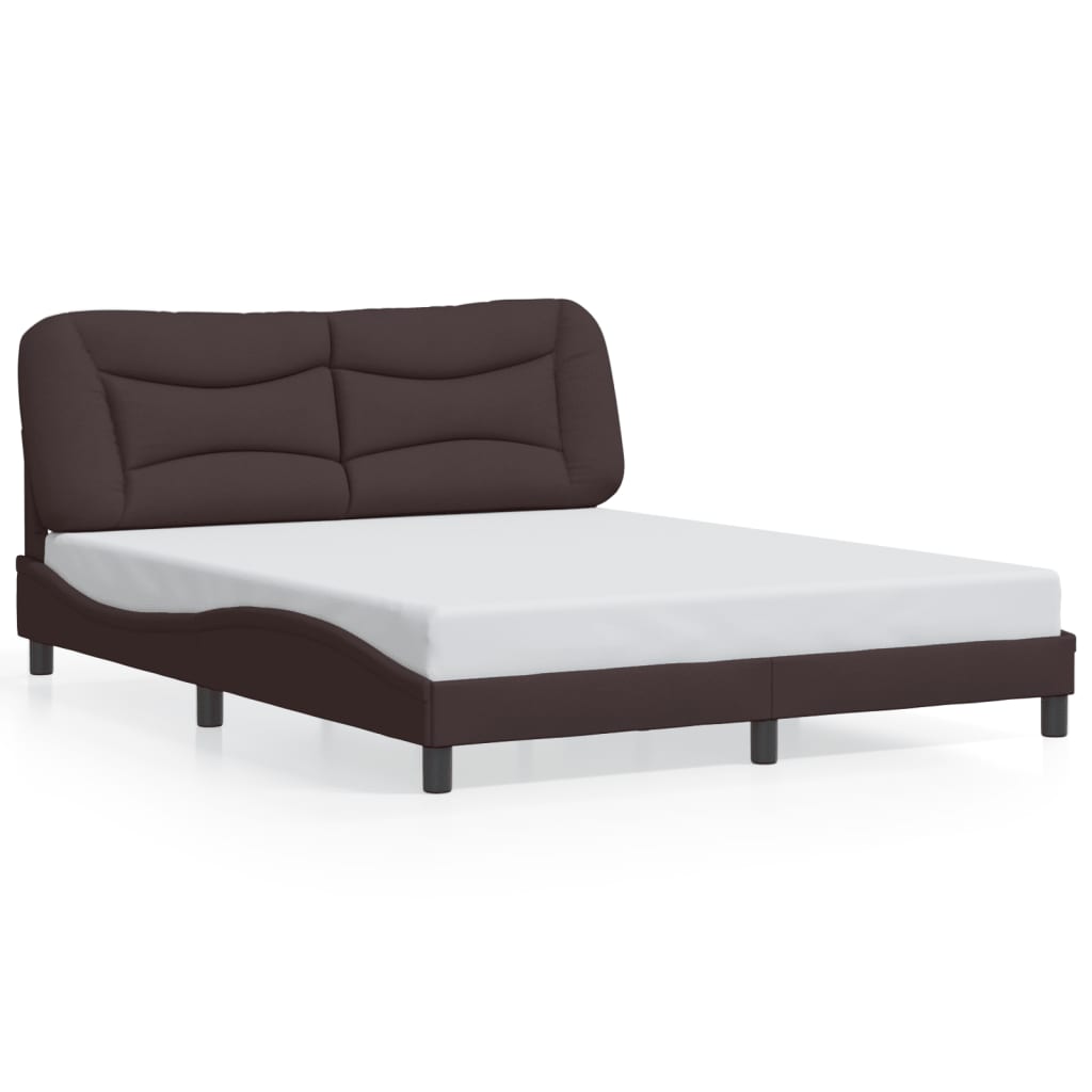 vidaXL Estructura de cama con cabecero de tela marrón 160x200 cm