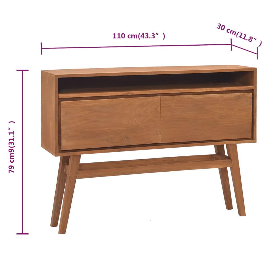 vidaXL Mesa consola de madera maciza de teca 110x30x79 cm