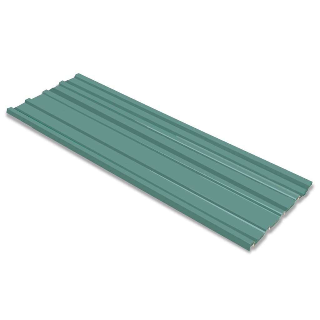 vidaXL Panel para tejado acero galvanizado verde 12 unidades
