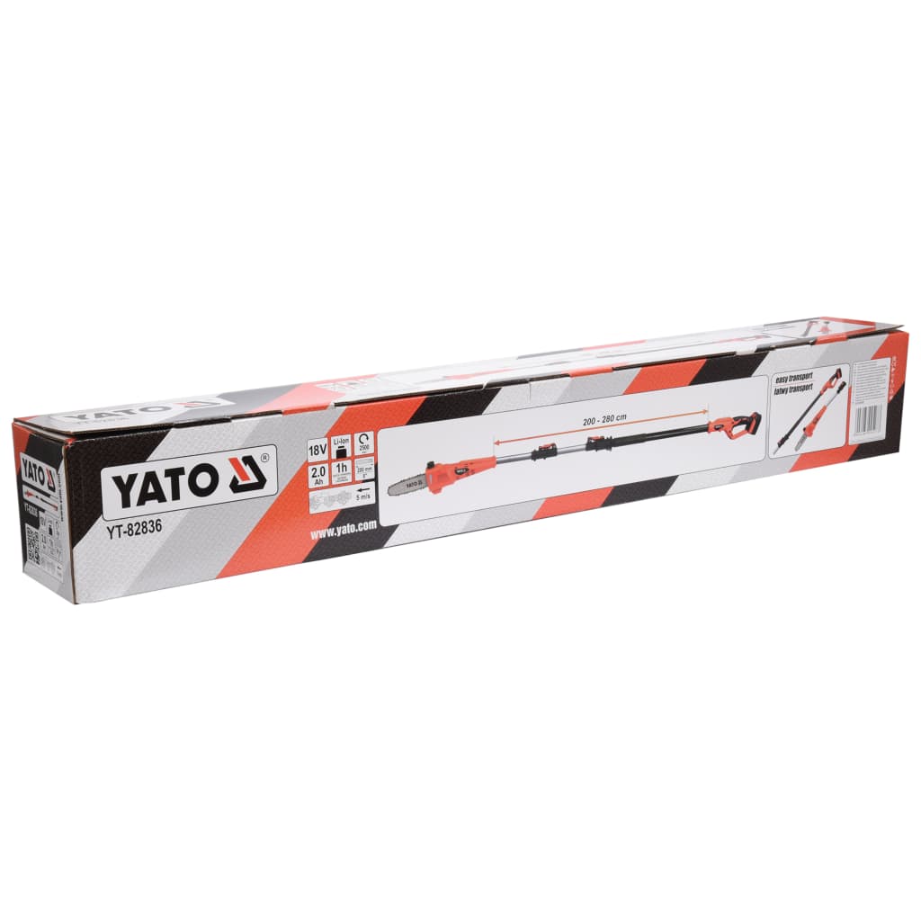 YATO Motosierra telescópica con batería de iones de litio 2,0Ah 18V