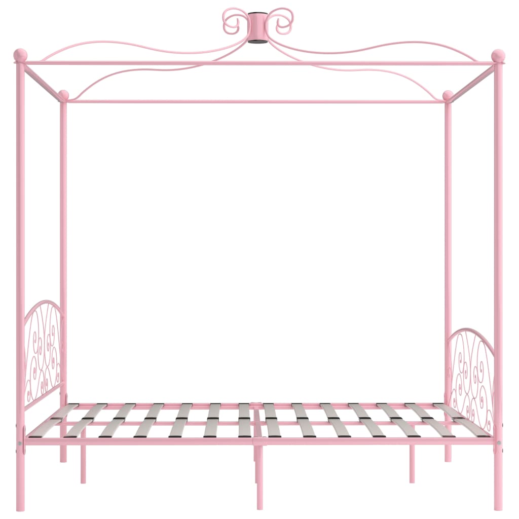 vidaXL Estructura de cama con dosel metal rosa 160x200 cm