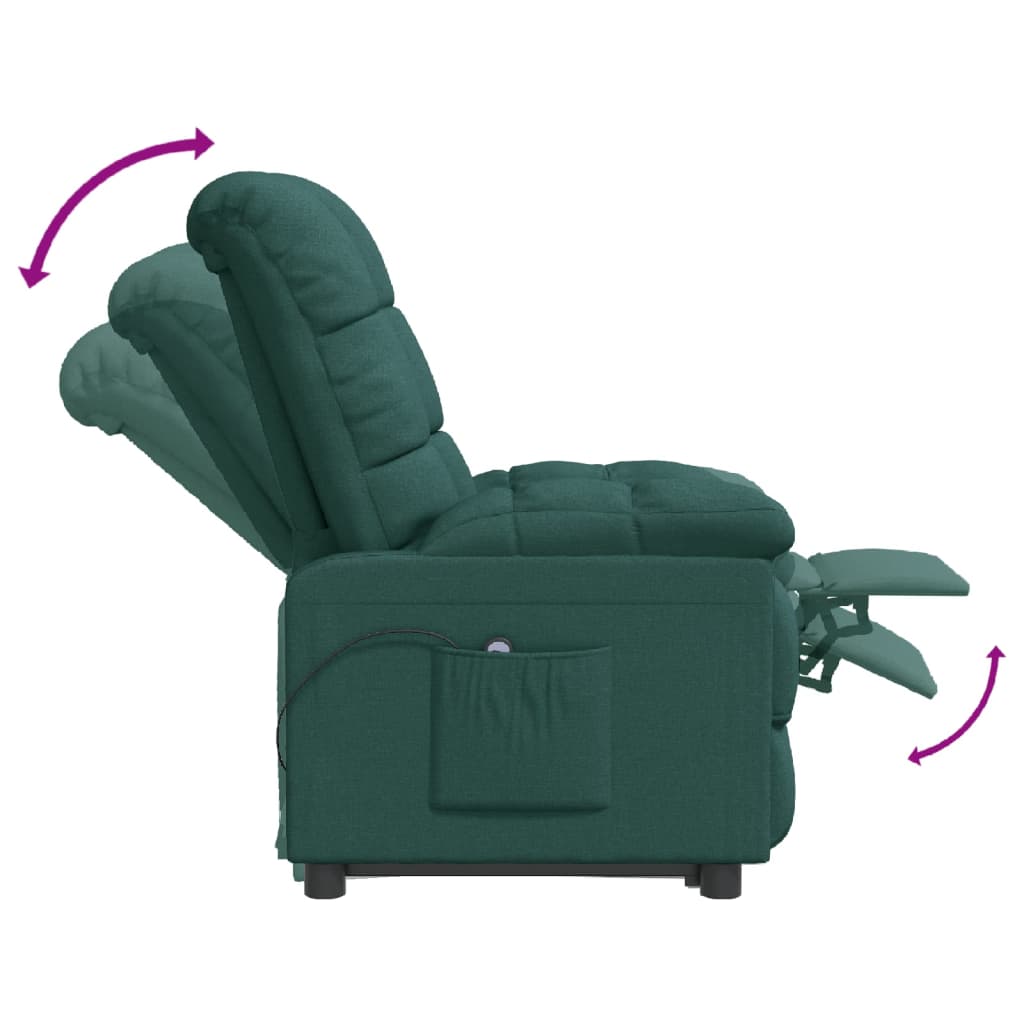 vidaXL Sillón eléctrico reclinable de tela verde oscuro