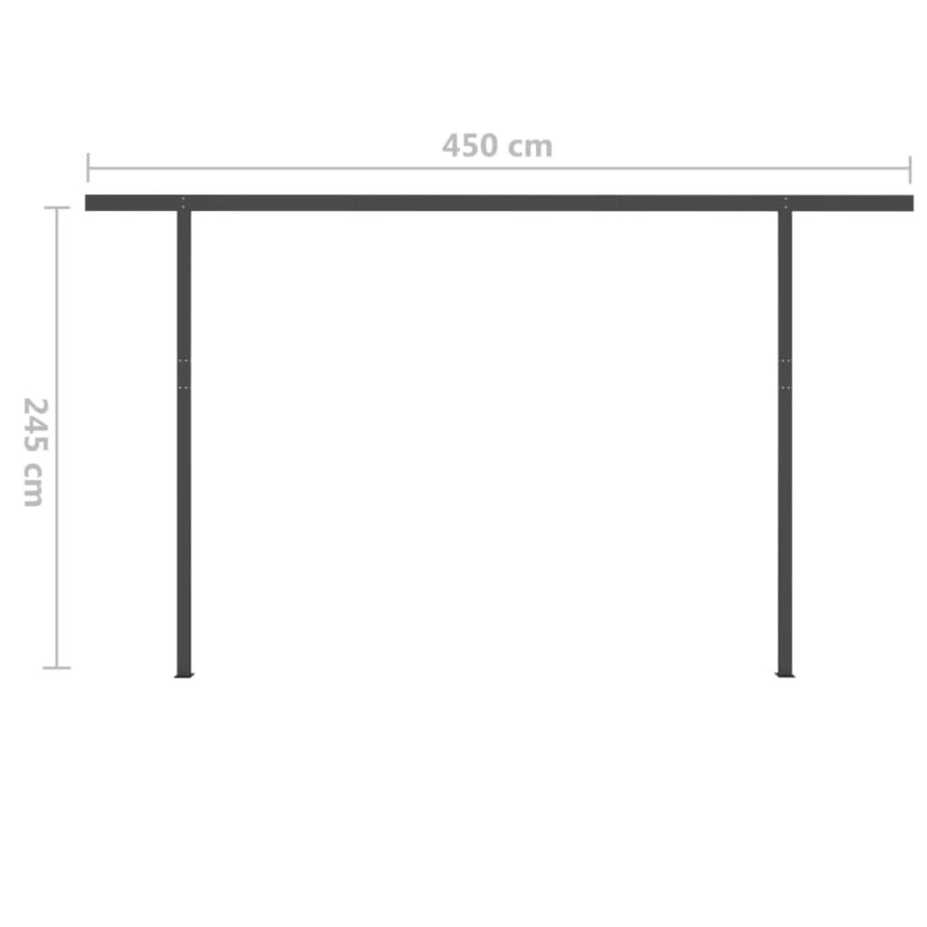 vidaXL Toldo automático retráctil con postes gris antracita 4,5x3 m