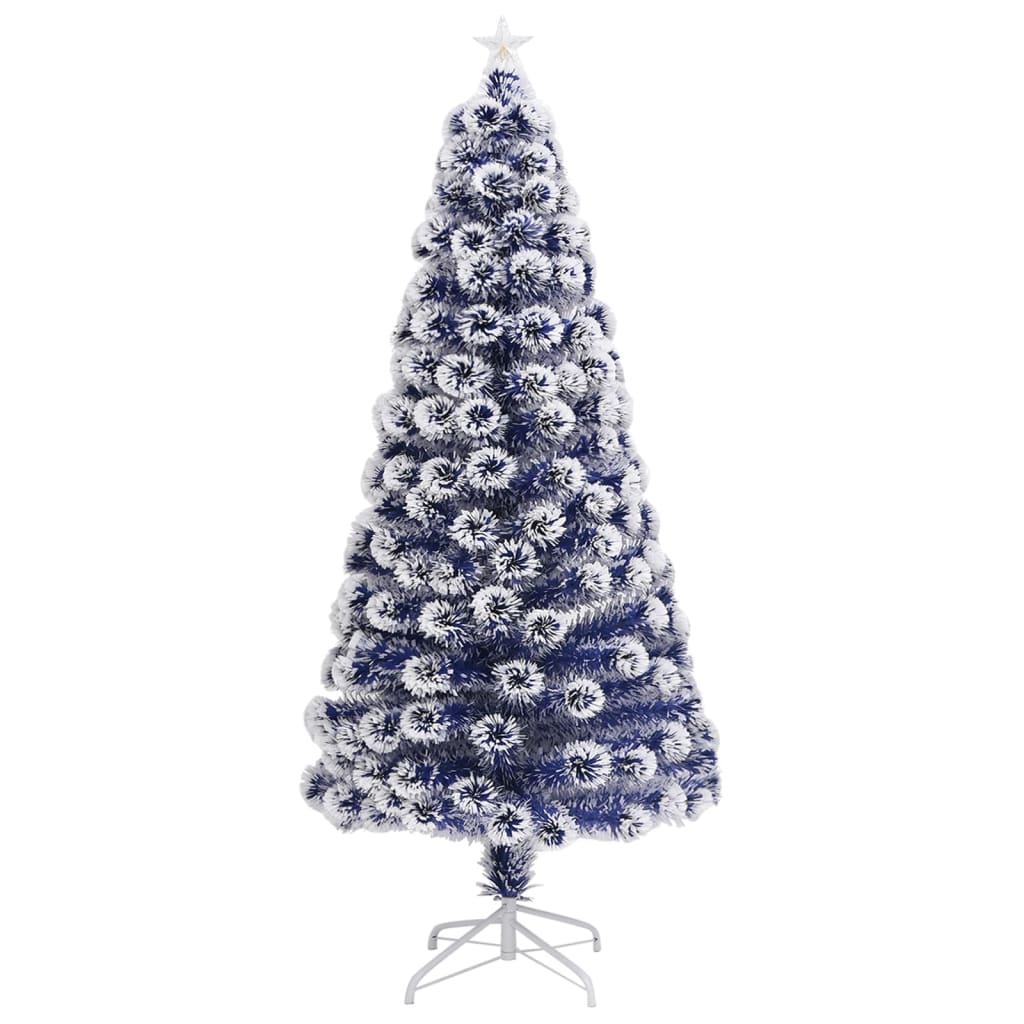 vidaXL Árbol de Navidad con luces fibra óptica blanco y azul 150 cm