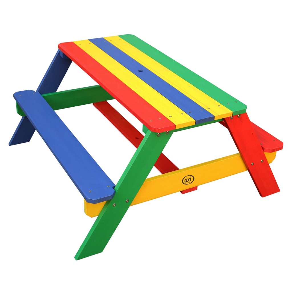 AXI Mesa de pícnic para niños Nick con sombrilla arco iris