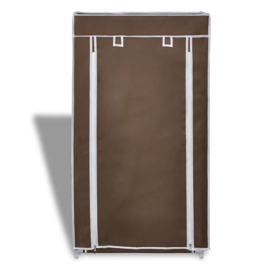Zapatero de tela con cubierta, marrón, 58 x 28 x 106 cm