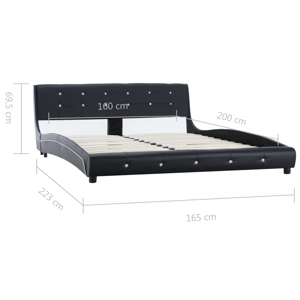 vidaXL Estructura de cama de cuero sintético negro 160x200 cm