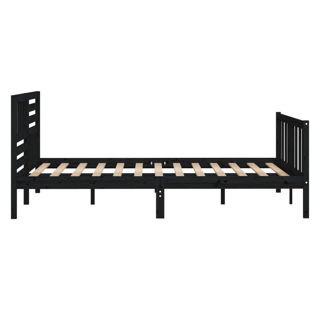 vidaXL Estructura de cama de madera maciza negra 140x190 cm