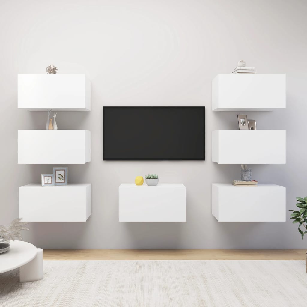 vidaXL Muebles de salón 7 uds madera ingeniería blanco 30,5x30x60 cm